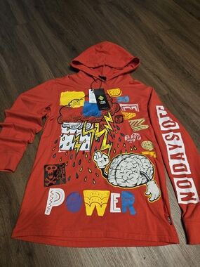 Men's Red Graphic Hoodie Tshirt - Create 2mrw Large